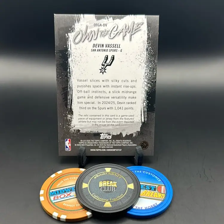 Devin Vassell Rainbow Foilboard Own The Game Game Used Relic 2025 Topps San Antonio Spurs