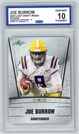 2020 Leaf Draft JOE BURROW RC Rookie #RD04 LSU BENGALS CCG 10 GEM MINT