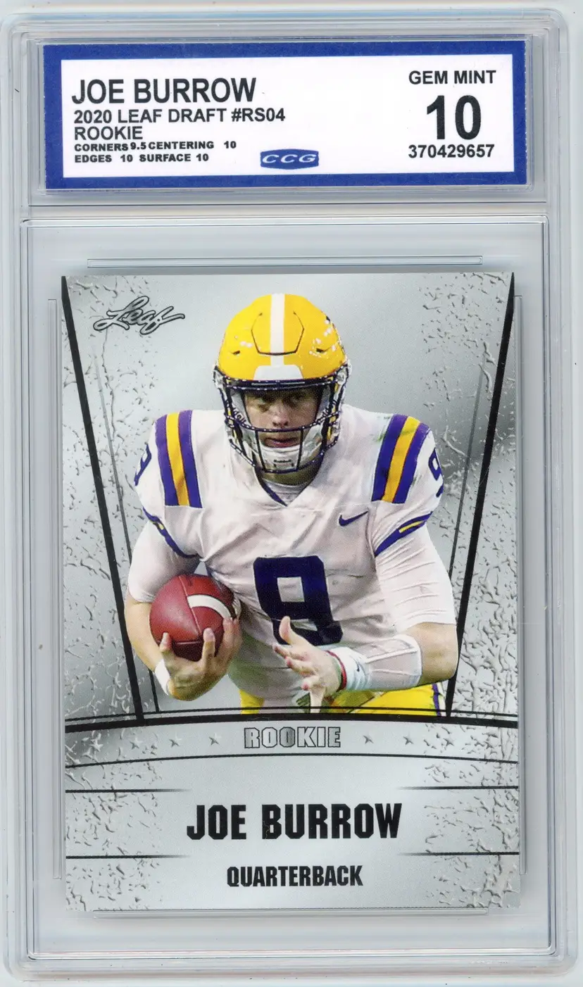 2020 Leaf Draft JOE BURROW RC Rookie #RD04 LSU BENGALS CCG 10 GEM MINT