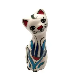 45 - Vintage Midcentury Ceramic Floral Cat 3.75”