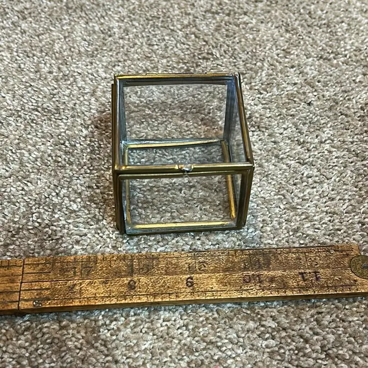 Small Square Glass Lidded Trinket Box Container