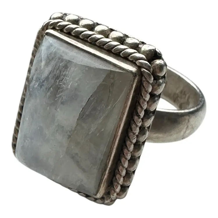 Sterling Silver Large Labradorite 20 Mm Ring 9g Size 6.5