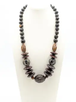 Chunky Earthy Brown Tone Beaded and Seed Necklace