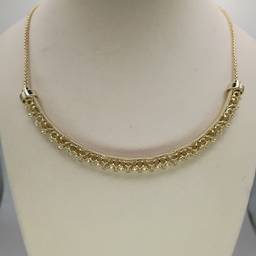 #N010 - Kendra Scott Gold Tone Adjustable Filigree Bar Necklace Crystal Accents