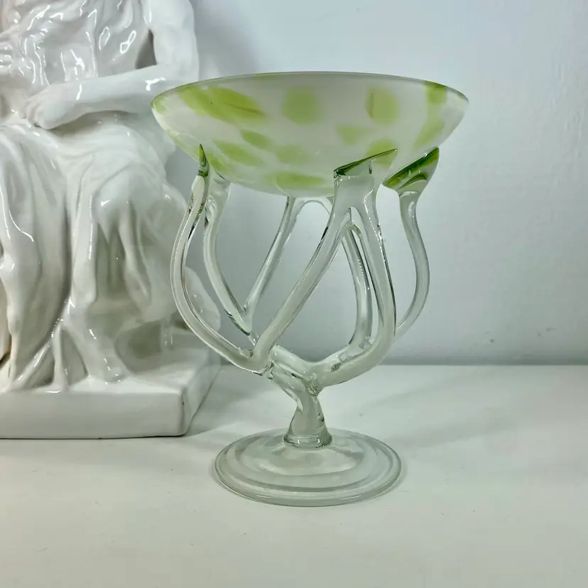 JOZEFINA KROSNO Jelly Fish BOWL Hand Blown ART GLASS Octopus POLAND Makora