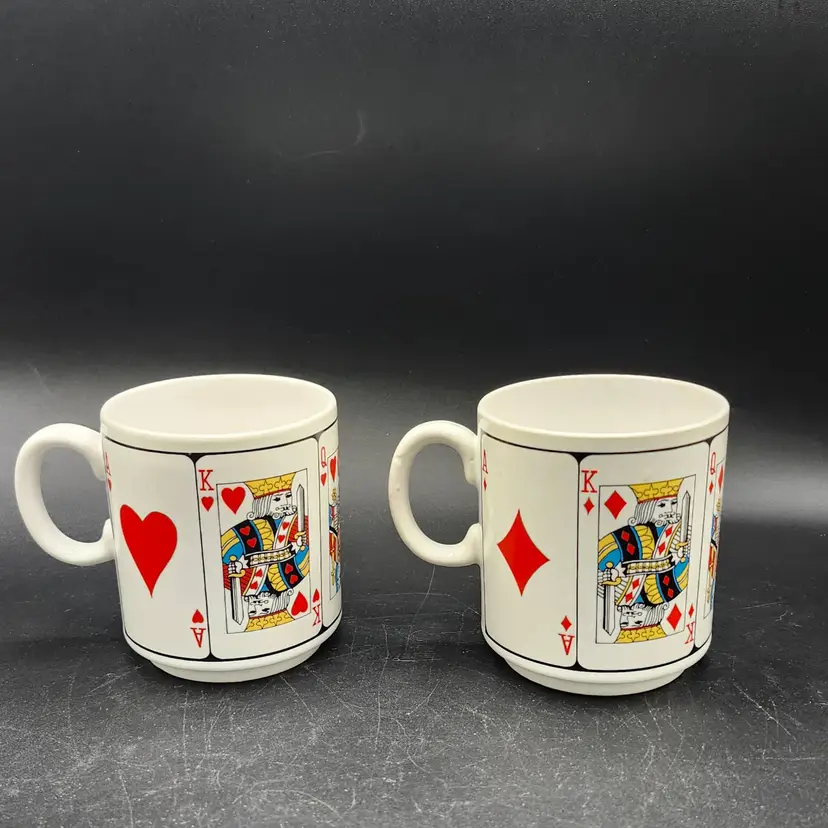 Vintage Playing Card Coffee Mugs Set
