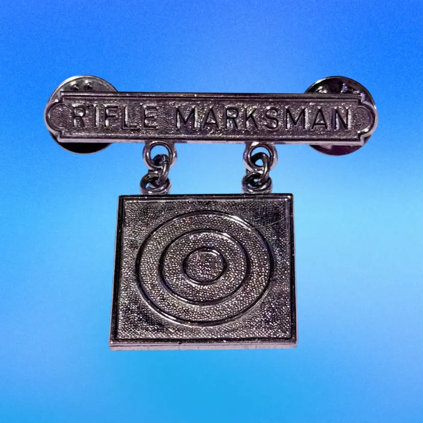 Vintage Signed Krew Sterling Rifle Marksman Dangle Pin