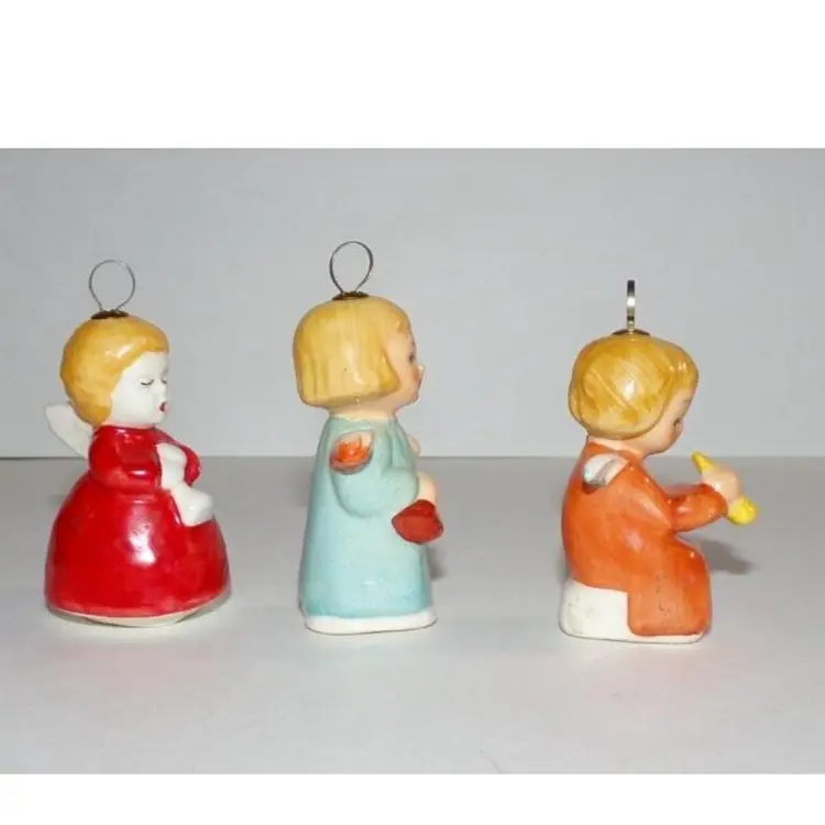 GOEBEL W GERMANY, VINTAGE Set of 3, PORCELAIN ANGEL 3" MINIATURE CHRISTMAS ORNAMENTS, Rare!