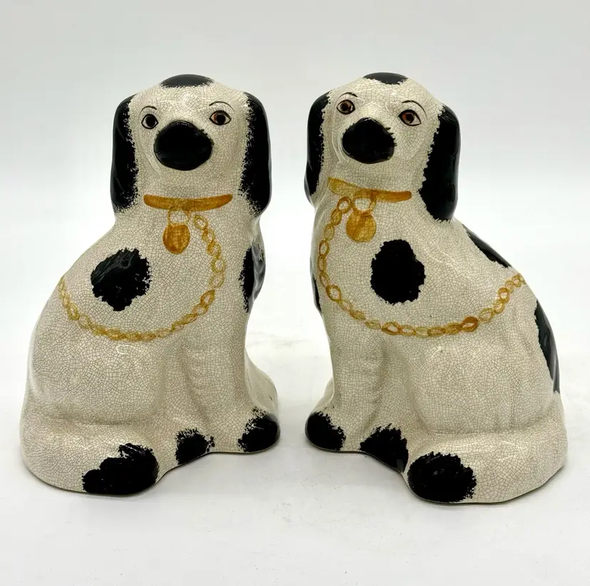 006.  Dogs Staffordshire (Fitz & Floyd?) Set Of 2 - 8”H