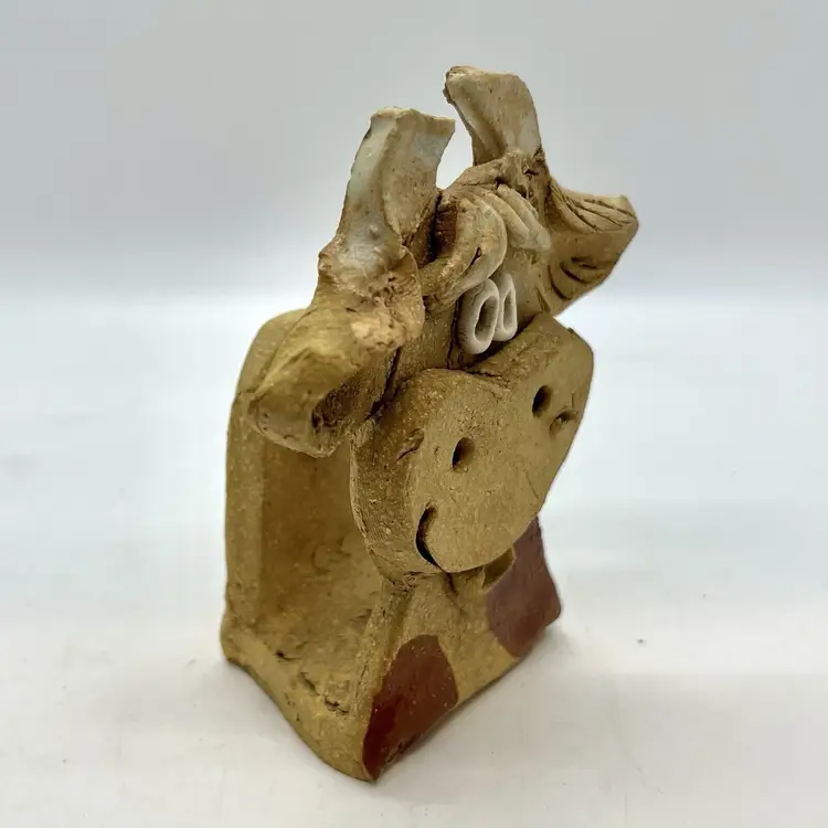 Vintage Max Hindt Art Pottery Cow Wall Hook Holder Primitive Rustic