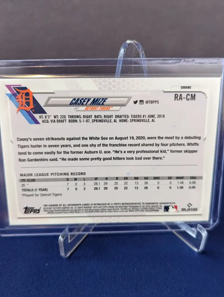 Casey Mize 2021 Topps Chrome Sapphire Auto