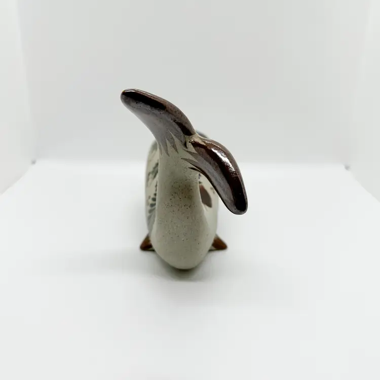 Vintage Large Tonala Whale Hand Painted Ceramic Pottery Mexico Folk Art Ocean