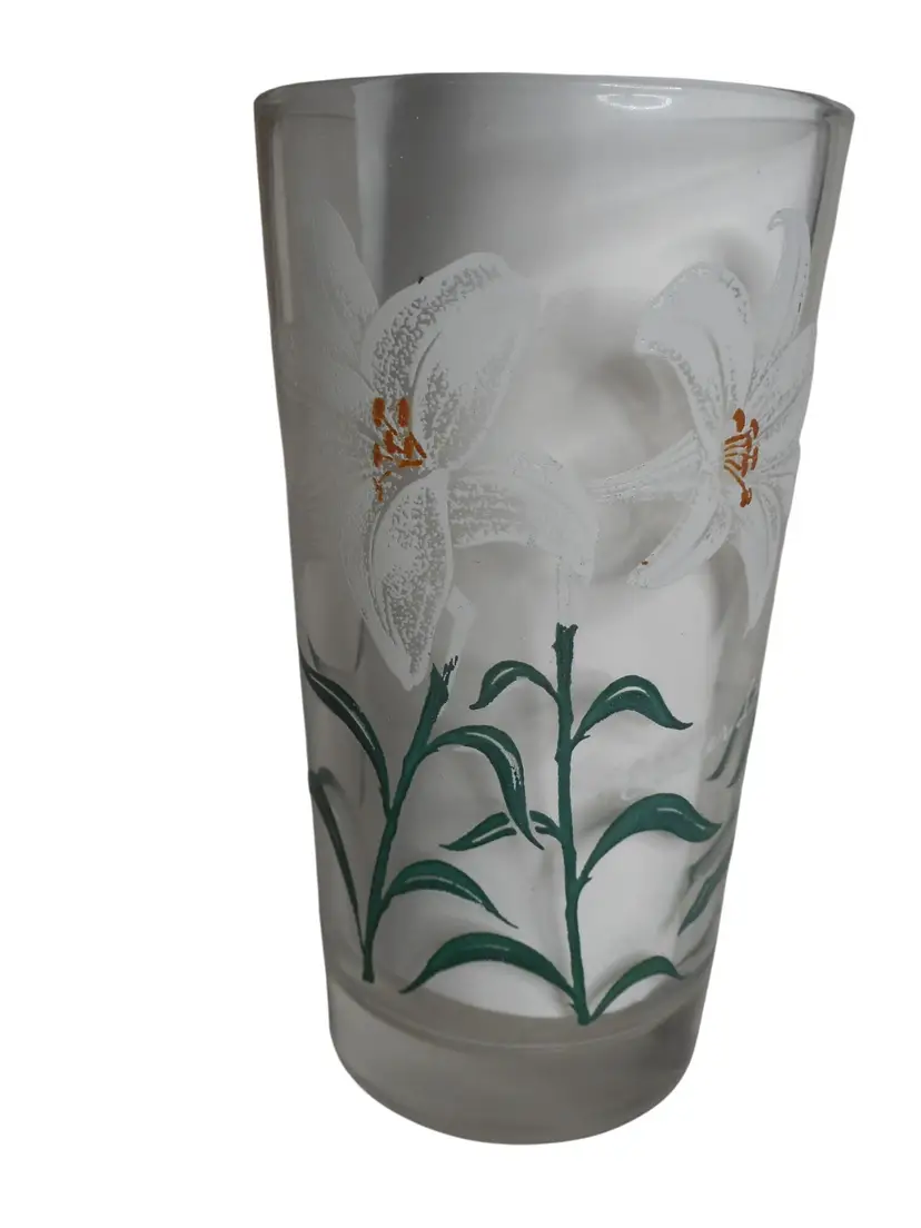 MCM Peanut Butter Drinking Juice Glass Tumbler Easter Lily Estate find 5"