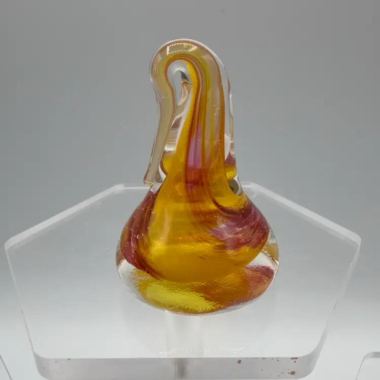 Little Yellow And Purple Swirl Kiss Mini GLOW Paperweight