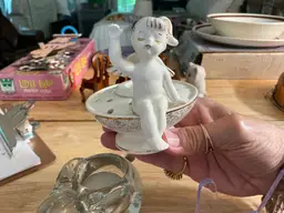 Holt Howard Angel, taper candle holder flower frog. With label.