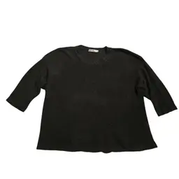 Cut Loose Black Women's Linen Loose Knit Crew Neck Sweater Size L/XL Relaxed