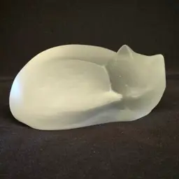 Paperweight Glass Sleeping Cat Nybro made in Sweden Frosted 2" Tall × 4¼" Long Approximately