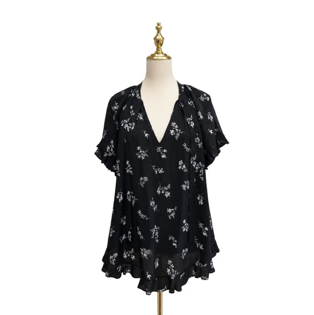 Zimmermann Black/White Floral Blouse Sz 2