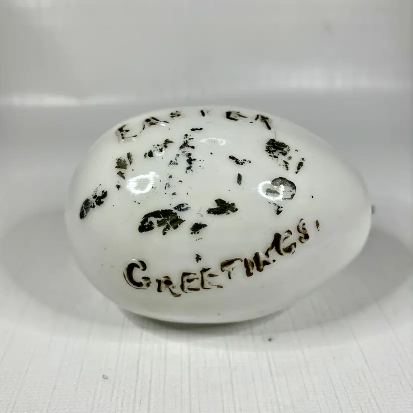 Hand Blown Milk Glass Egg Easter Hand Painted Vtg Floral Shabby Décor Victorian