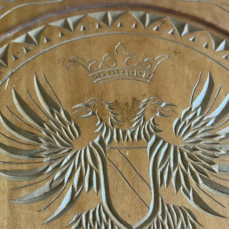 Hand-carved Wooden Plate - Poland-Heraldic Eagle Crest - VTG