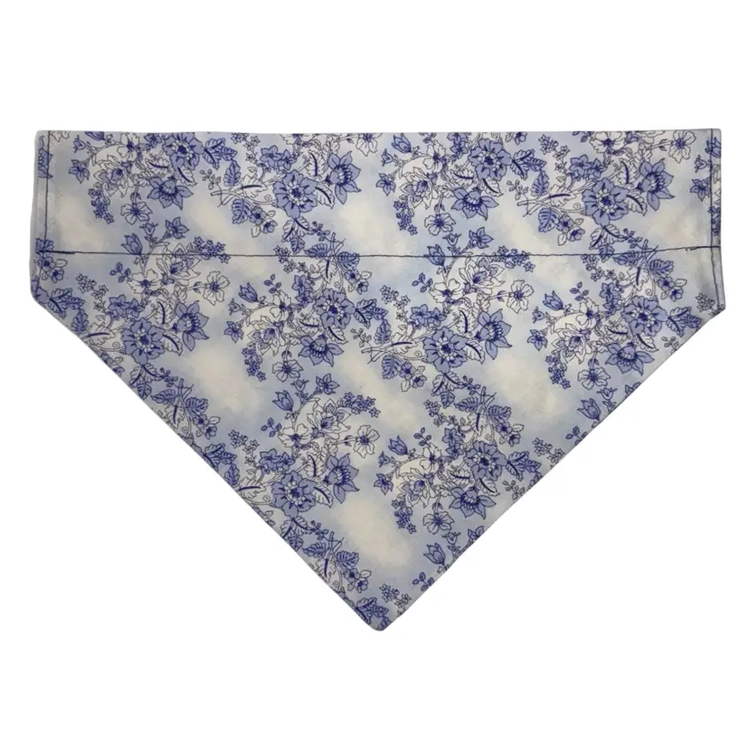 Dog Bandana Size X-Large Blue Flower Print Dog Handmade Size 12.5” Wide
