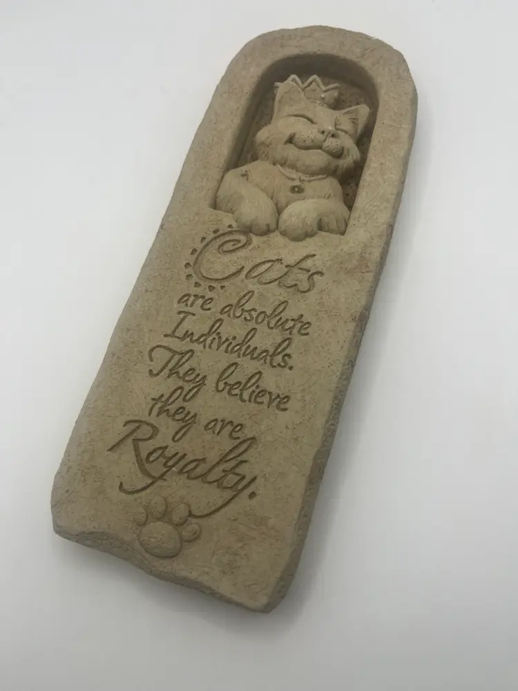Carruth Studio Feline Philosophy Hanging Cat Plaque Handmade Crown Stone