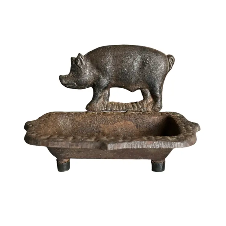 Vintage Cast Iron Pig Soap Dish
