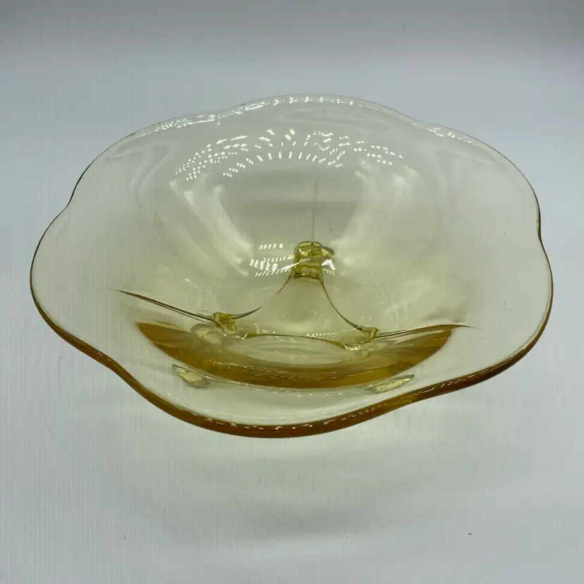 #05 Vintage Yellow Three Footed Candy Dish