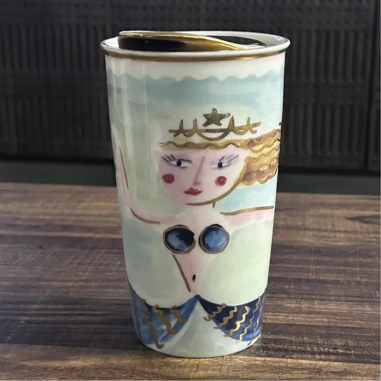 Starbucks mermaid ceramic travel tumbler Dot Collecton 2014