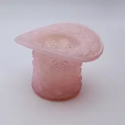 Vintage Boyd Glass Pink Daisy And Button Hat Toothpick Holder Planter HTF 2.25”x 3.25”