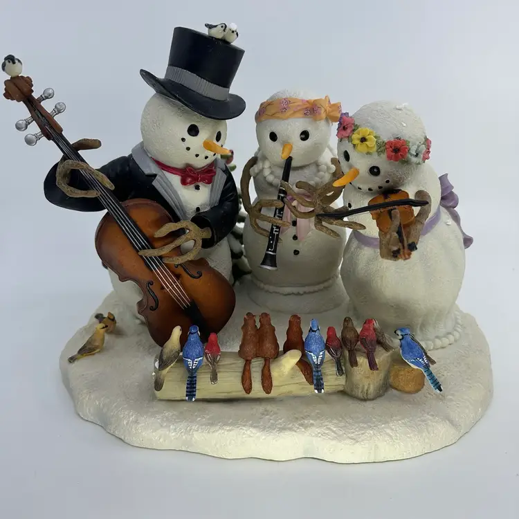 Lenox Snowman Collection Musical Band Figurine Winter Wildlife By Lynn Bywaters -In Box