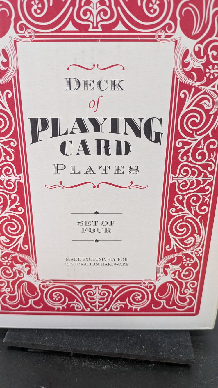 VTG 2004 RESTORATION HARDWARE DECK of PLAYING CARD PLATES, SET of FOUR