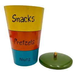 Vintage (1965) Lacquer Ware Nesting Snack Bowls with Lid, Snacks-Pretzels-Nuts