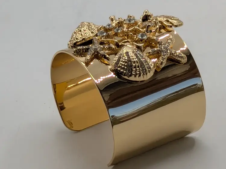 Lily Pulitzer Beach Comber Gold Tone Wide Cuff Beach Jewelry