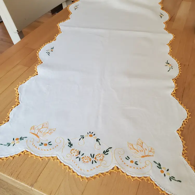 Butterfly and Floral Embroidered Runner