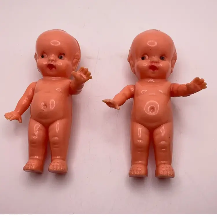 POW1 Vintage Set of 2 Irwin USA Kewpie Doll Baby Moveable Arms 4.25”