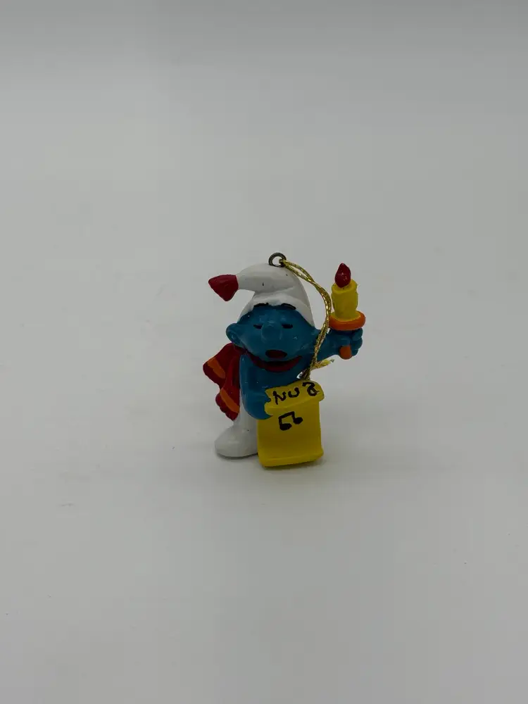 Vintage 1981 Smurf Caroler Christmas Ornament #3 Peyo Schleich  Portugal 2.5”