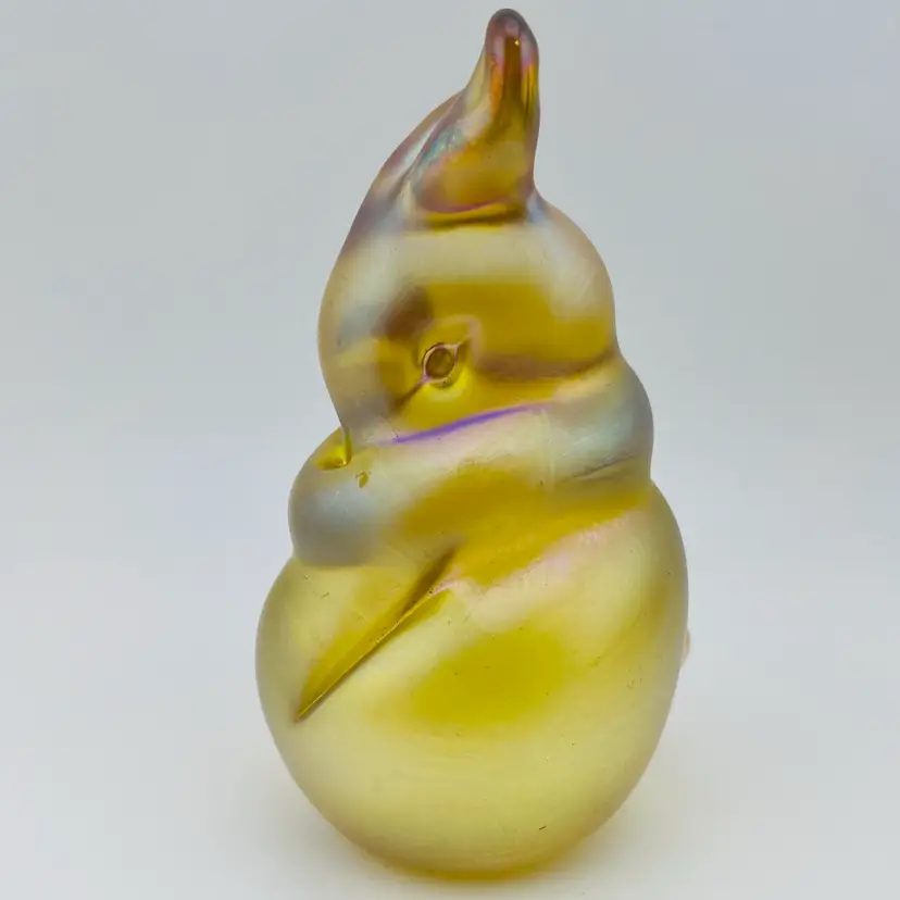 Orient & Flume Hard To Find Satin Iridescent Bunny Rabbit Paperweight 4.5” READ