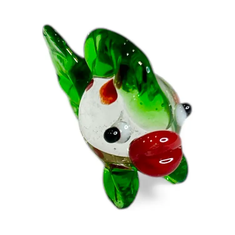Mini Handblown Kissie Fish Art Glass Figurine And Christmas Stocking