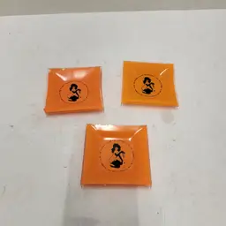 3 Vintage 60s “The Playboy Club” Bunny Key Orange Painted Glass Ashtray Chipped