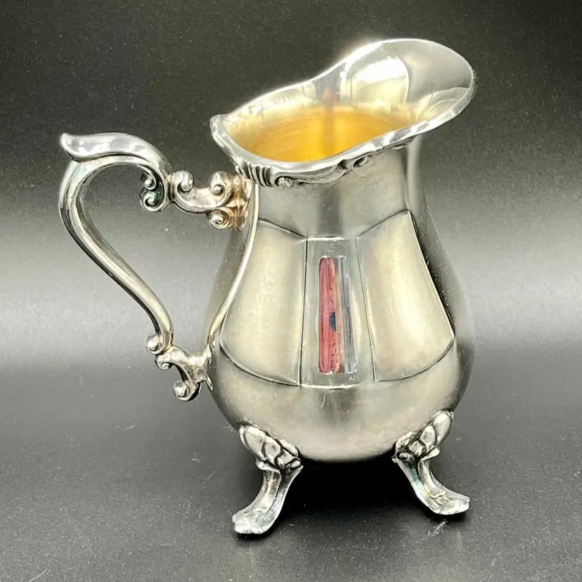 F B Rogers Silver Plated Creamer Footed Model 1061 Georgetown Plain Pattern 5”