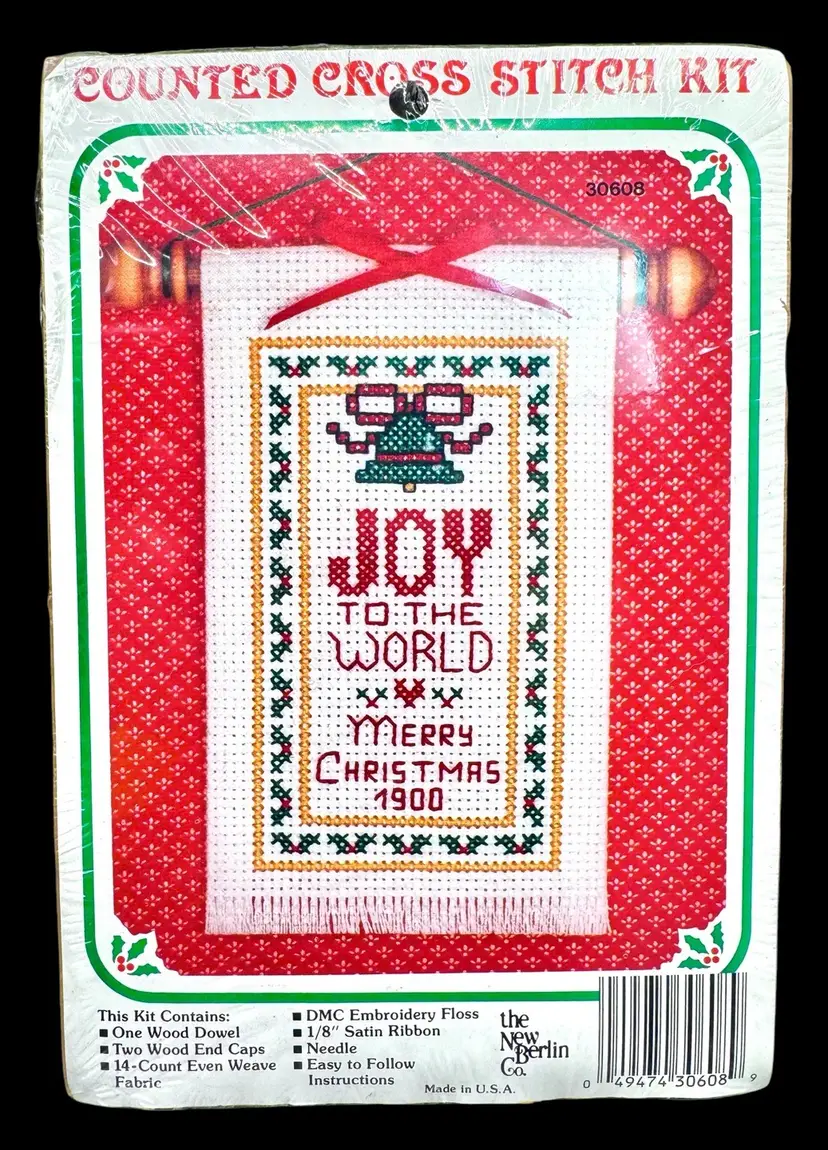 The New Berlin Co Counted Cross Stitch Christmas Mini Tapestry Joy to the World