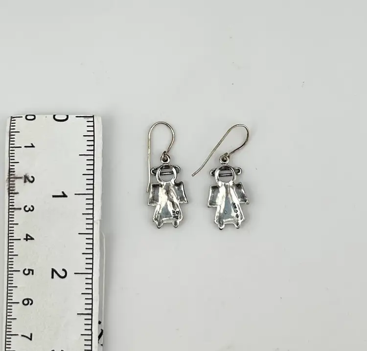 Vintage Sterling Silver Silpada Angel Pierced Earrings 1.5”
