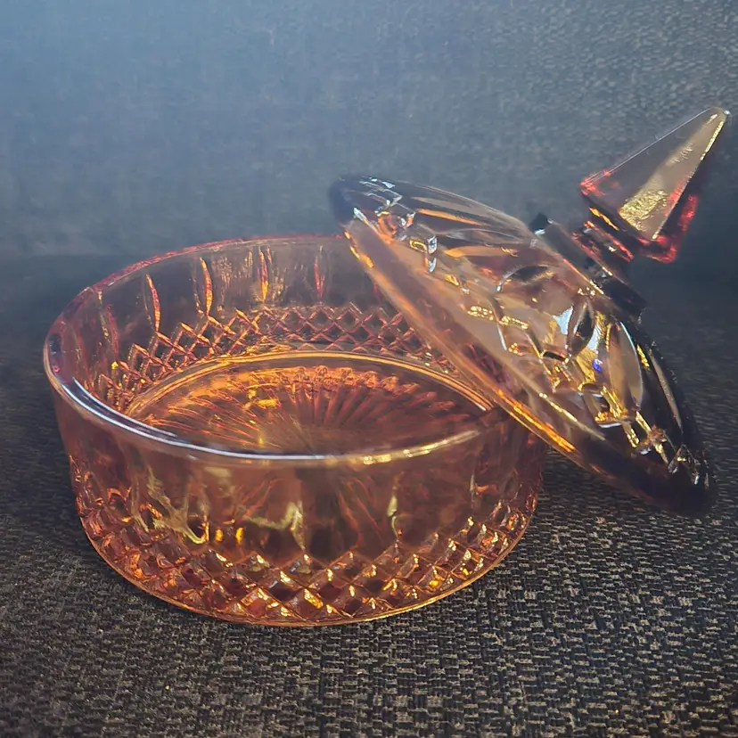 Vintage Amber Indiana Glass Candy Dish With Lid