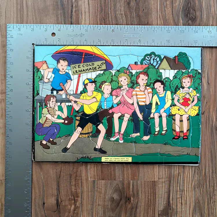 Built Rite Sta-N-Place Puzzle #18 Children's Baseball Game Vintage 40s