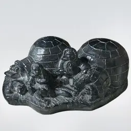 Vintage A Wolf Original Igloo Inuit Signed Soapstone Sculpture- Canada: 7.25”x3”x4.5”