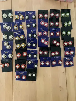 Lot Of 38 Flower Pearl Earrings Assorted Colors NOS