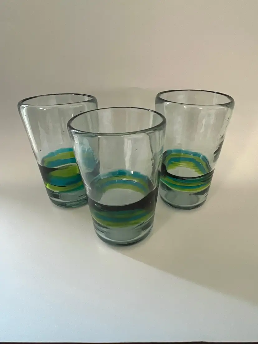 Hand-Blown Colorful Drink Glasses Made in Mexico