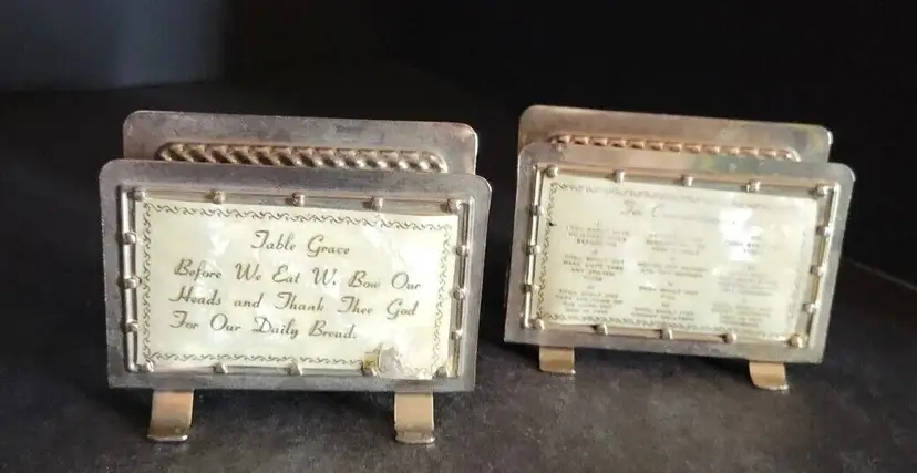 Vintage Table Ten Commandments Napkin Holder 14Kt Gold Plate Made In USA