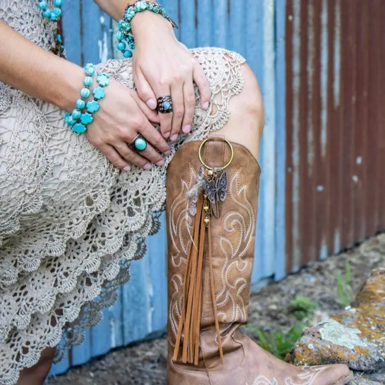 Turquoise Cross Beaded Stretch Bracelet